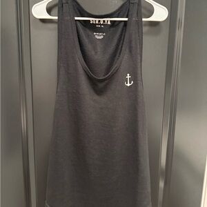 SER.O.YA Charcoal Tank Top with Nautical Accent